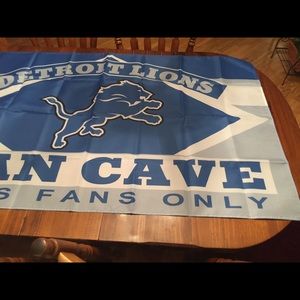 DETROIT LIONS MAN CAVE 3 x 5 BANNER FLAG